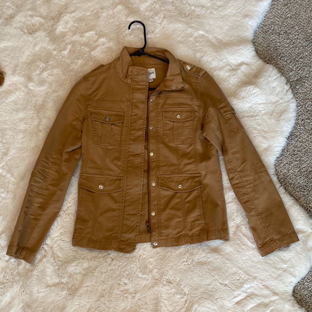 Tan military style zip up jacket